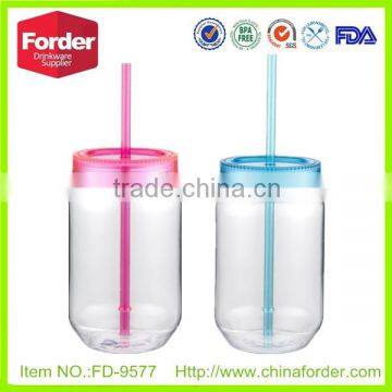 plastic mason jar with straw