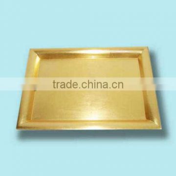 Plastic rectangle gold serving tray