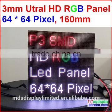 led smd module, 3mm RGB led panel,high resolution, 64x64,192mm * 192mm,black leds,smd full color 1/16s indoor p3 led display