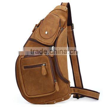 men's genuine leather backpack cross body chest bag