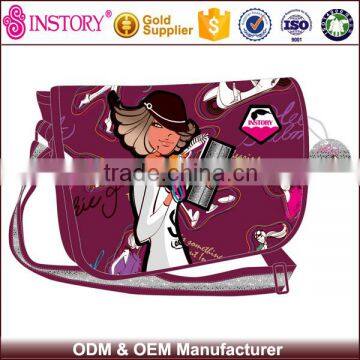 Satin Grape Color Side Girl Shoulder Bag For School