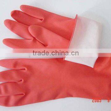 dipflocklined latex glove/rubber glove