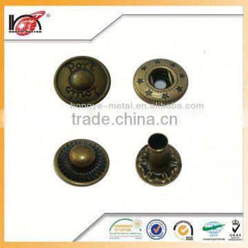 Prong Metal Snap Antique Brass Button Clip Buttons photo-3