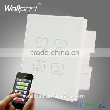 WIFI 4 Gang Switch New Design Wallpad White Crystal Glass 4 Gang 2/3 Way Wireless APP Remote WIFI Touch Control Light Switch                        
                                                Quality Choice