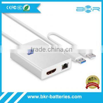 New design usb 3.0 to HDMI 1000Mbps ethernet network dual usb 3.0 por hub cable 80cm