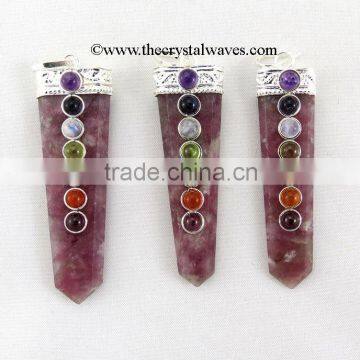 Lepidolite Flat Pencil Chakra Pendant