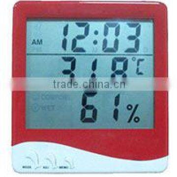 Household usage digital Hygrometer Thermometer With Time made in china (S-WS06)