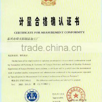 CERTIFICATE FOR MEASUREMENT CONFORMITY