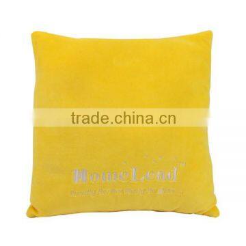 wholesale polyester embroidery velvet yellow cushion