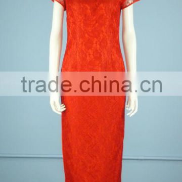 Short Illusion Sleeve Fashion Cheongsam / Qipao, Hand-made Qipao with Illusion Neckline QP0011