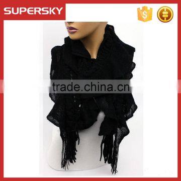 A-58 soft long crochet scarf trendy knitting lace scarves lace knitted ruffle scarf