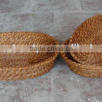 Oval bamboo-rattan bowl sets