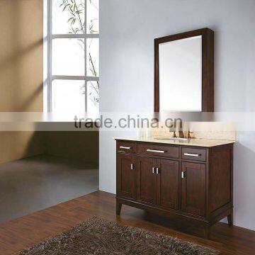 48" traditional cherry color solid wood bathroom cabinet