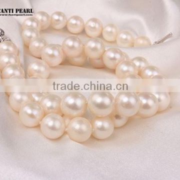 Charm big pearl necklace 11-12mm natural round beads real pearl necklace price