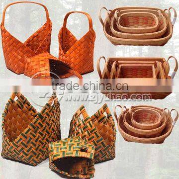 BEAUTIFUL WOODEN BASKET WITH FOLDABLE HANDLE