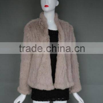 Free Pattern Hand Knitted Rabbit Fur Jacket Office Ladies Fashionable Jacket