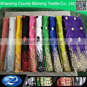 2016 New African polyester george lace embroidery style sequin fabric design