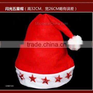 LED Light Christmas Hat Flashing Hat Santa Cap Christmas Decorations Five-star Electronic Lamp Cap star light Christmas Hat