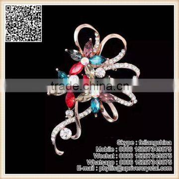 Slae Women Clothes Red Diamond Rose Gold Rose Brooch photo-2