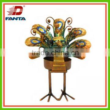 Unique handicrafts small standing metal peacock tea light holder for decor