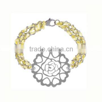 2014 best selling yellow string go through chain hollowed out stainless steel jewelry in dubai fashion jewelry for sale LB3120