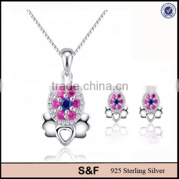 Multicolor Diamond Wholesale 925 Sterling Silver Jewelry Set