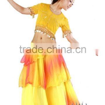 Wucheial Gradient 3-layer Belly Dance Skirt / Sexy 93cm Long Belly Dance Layered Long Skirt / Rayon Skirt Belly Dance