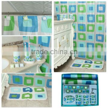 Green square pattern bathroom sets