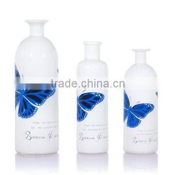 Butterfly Decal Opacity White Glass Vase