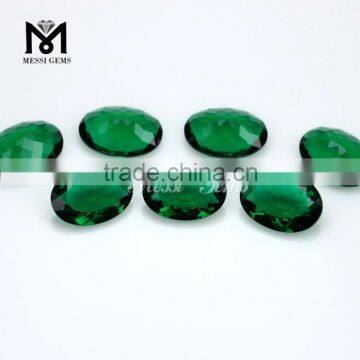 Messigems Wuzhou Factory Good Quality Gem Cut Oval 13x18 Emerald Green Glass Gems Bulk