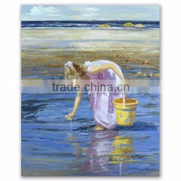 Home Decoration Beach Child Oil Painting on Canvas for Kids Bedroom