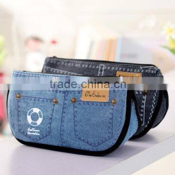 New creative jean shorts pencil case big capacity zipper pencil bag school supplies student stationery cosmetic bag