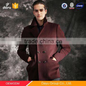 Hot Selling Purplish Red Winter Thick Warm Stock German Woolen Coat Wool Cashmere Blended Coat photo-3