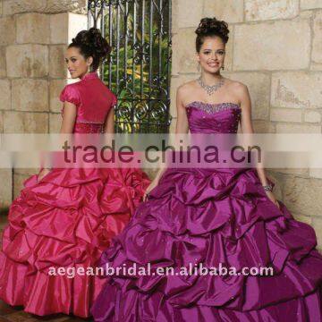 Top design sweetheart neckline taffeta ball gown quinceanera dress with pleated bodice and pick-up skirt XZ-pd1267