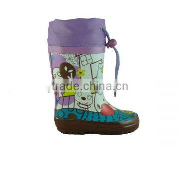 young girl boots carton print rubber rain boots fashion shoes