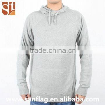 2016 China Import Direct Man Long Sleeve Jumper Wool/cashmere Hoodie Light Grey Hand Knitted Sweater With Kangaroo Pocket