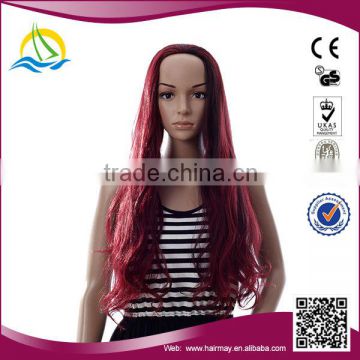 Factory price Heat synthetic Fiber kinky straight half wig