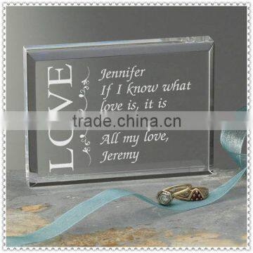 Souvenir Glass LOVE Poem Block For Guests Return Gifts