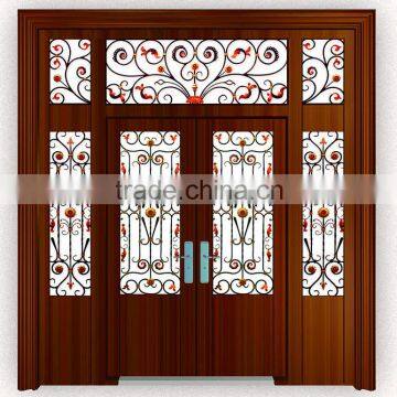 commercial double fancy exterior steel door Wrought iron security door wrought iron double entry doors
