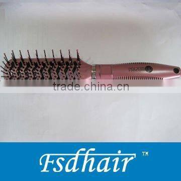 Plastic bent vent hair brush with nylon pins