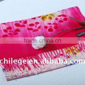 beautiful hand printed wool printed scarf shawl pashmina