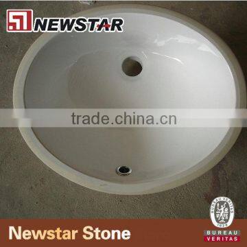 Rectangle Bathroom Undermount Ceramic Sink With Overflow Hole photo-5
