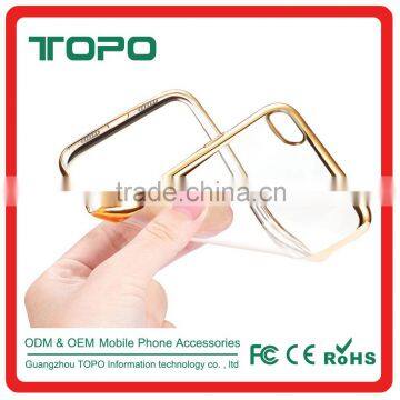 soft tpu transparent back cover phone case gold Bumper transparent soft tpu phone case for iphone 7 plus case