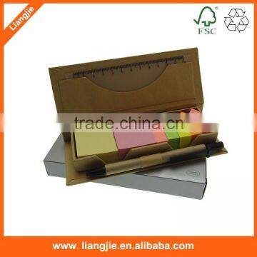 Recycle Arrow sticky note in kraft Paper Case holder with pen and ruler