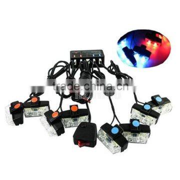 2*8 LED Strobe Flash Warning Light Grille 3 Flashing Modes Car Strobe Emergency Light bulb Waterproof