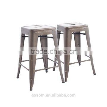 HomCom 24" Bronze Stackable Industrial Metal Bar Stools Set of 2