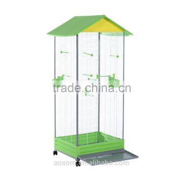 Pawhut White Green Yellow Garden Metal Parrot Cage