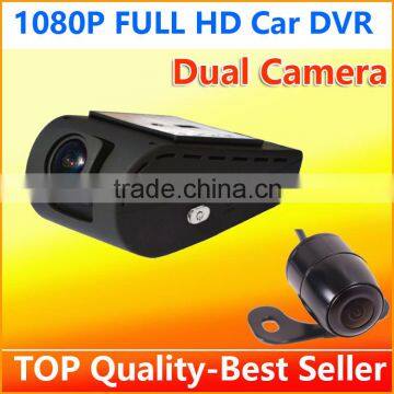 Factory Wholesale top quality Dual camera Double Lens car cam corder DVR video camera 1080p with 2.7 inch TFT LCD display