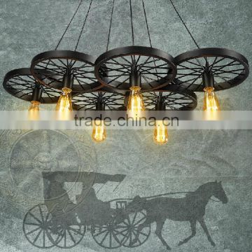 iron wheel chandelier edison lamp light source drop light