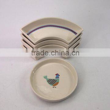 Hotel White Cheap Ceramic Plates Round Ceramic Dishes With Animal Pattern Painting Divided Dinner Plates For Restaurant Ceramic photo-2